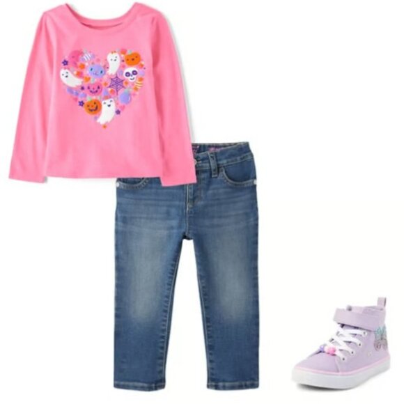 Glow-In-The-Dark Halloween Doodles Graphic Tee–Pink (Girls 4T) BRAND-NEW! - Picture 4 of 5